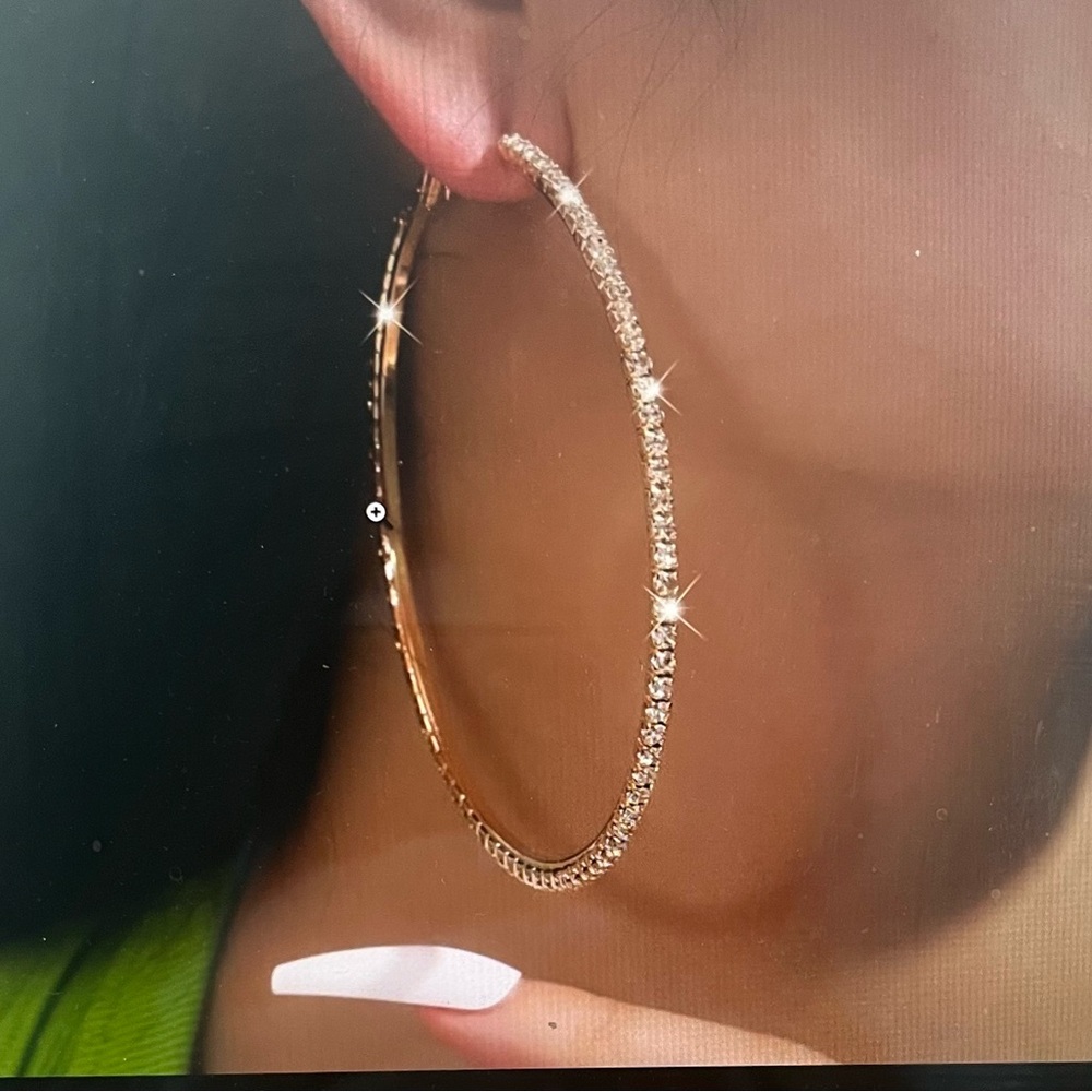 Sparkling  Rhinestone Gold  & Silver Hoop Earrings